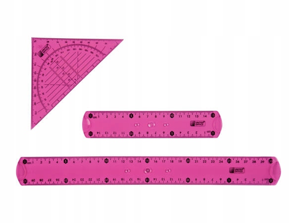 UNITED OFFICE Zestaw geometryczny elastyczny, linijka 30 cm, ekierka - 3szt