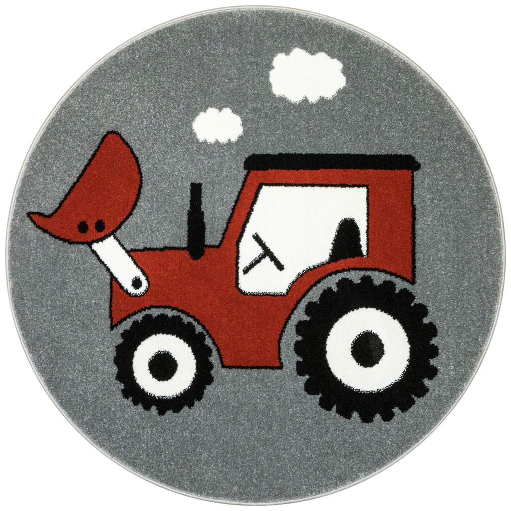 DYWAN OKRĄGŁY MIĘKKI DO POKOJU CHŁOPCA CZERWONY TRAKTOR LIMA śr. 140 cm