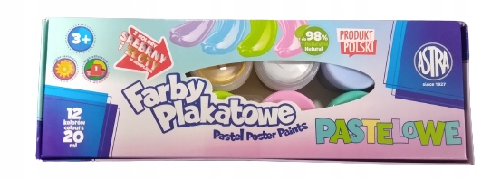 Farby plakatowe Astra 12 sztuk x 20 ml pastelowe