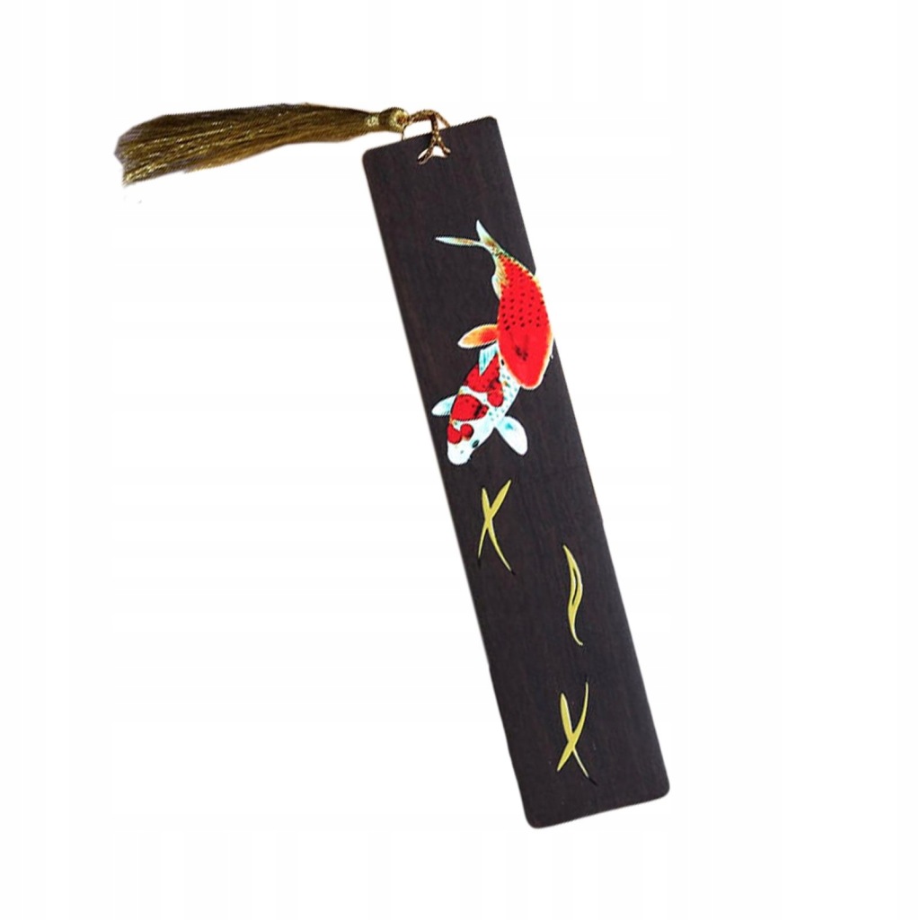 Zakładki z drewna Koi Carp Handmade Chwost Artystyczne znaczki książek Prezent Lucky B