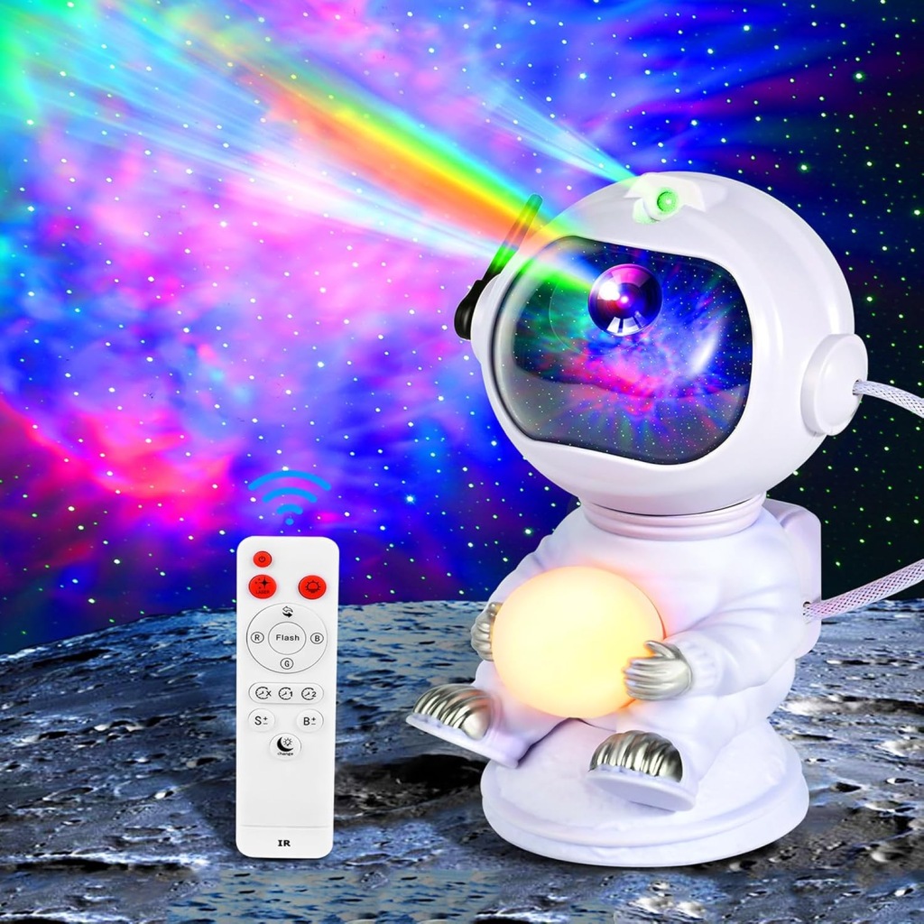 PROJEKTOR GWIAZD LED ASTRONAUTA 7 KOLORÓW 360° TIMER + PILOT 8 EFEKTÓW