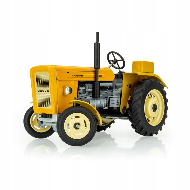 Metalowy traktor Ursus C-360 żółty napędzany model zabawka skala 1:25