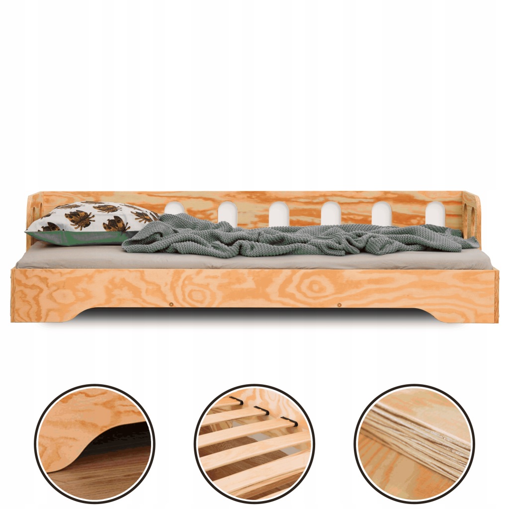 Łóżko Smartwood Dla dziecka Sofa Drewniane TILA 1S 90 x 160 cm brązowy