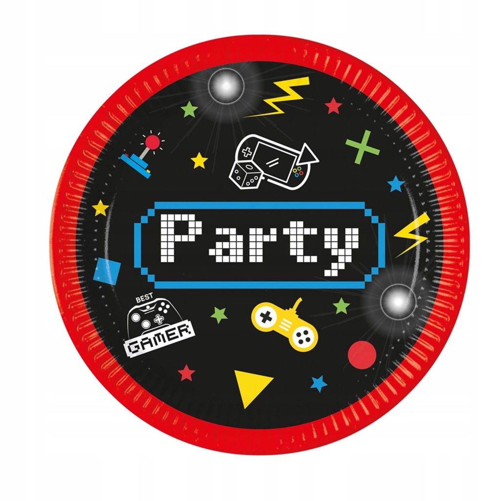 TALERZYKI PAPIEROWE 23 cm - GAMING PARTY GRA GRACZ - 8 sztuk PROCOS