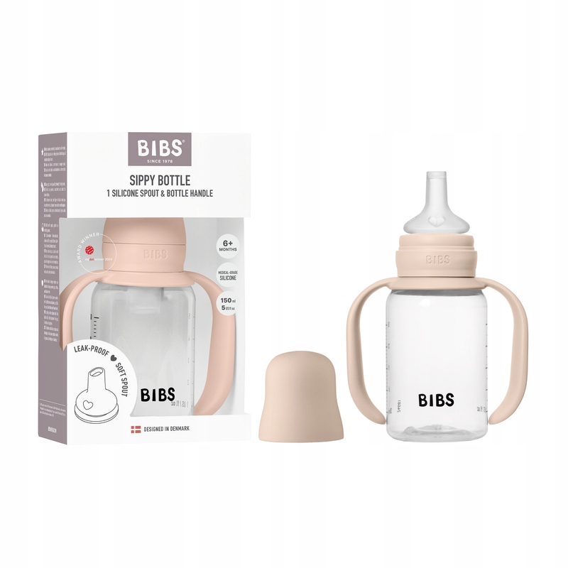 Butelka Plastikowa BIBS 150ml antykolkowa 6m+ smoczek silikon bez BPA Blush