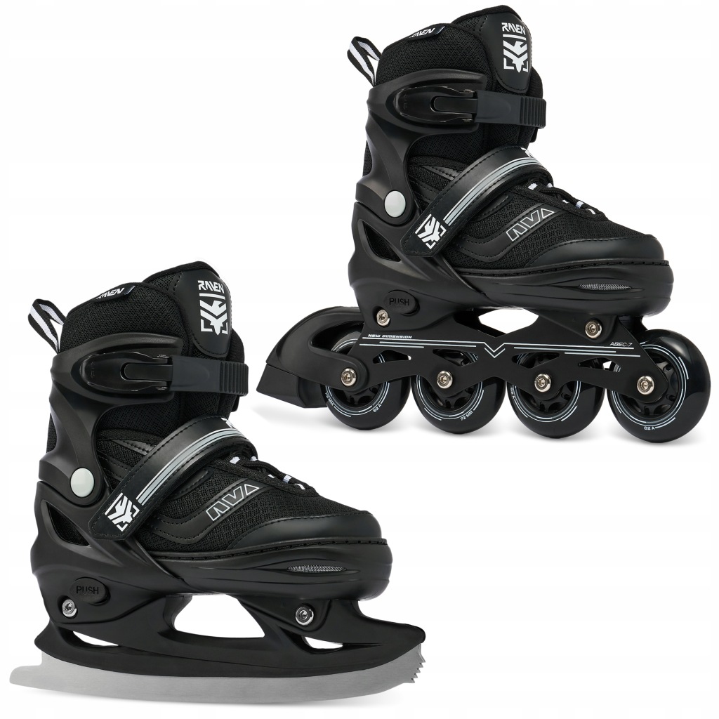 Rolki Łyżwy figurowe 2w1 Regulowane RAVEN Drill Black 34-37