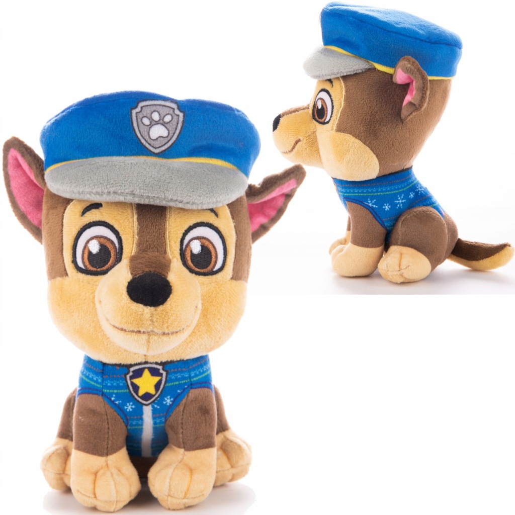MASKOTKA PSI PATROL CHASE W ŚWIĄTECZNYM SWETERKU PLUSZAK 18 CM