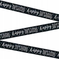 Baner Szarfa foliowa czarna Happy Birthday 274 cm Dekoracje Urodziny Party