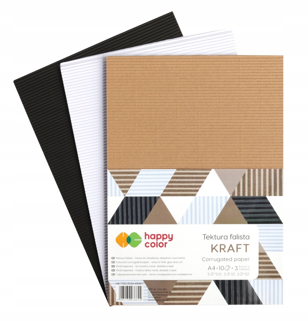 Tektura falista Happy Color A4 10 ark Kraft nr8624