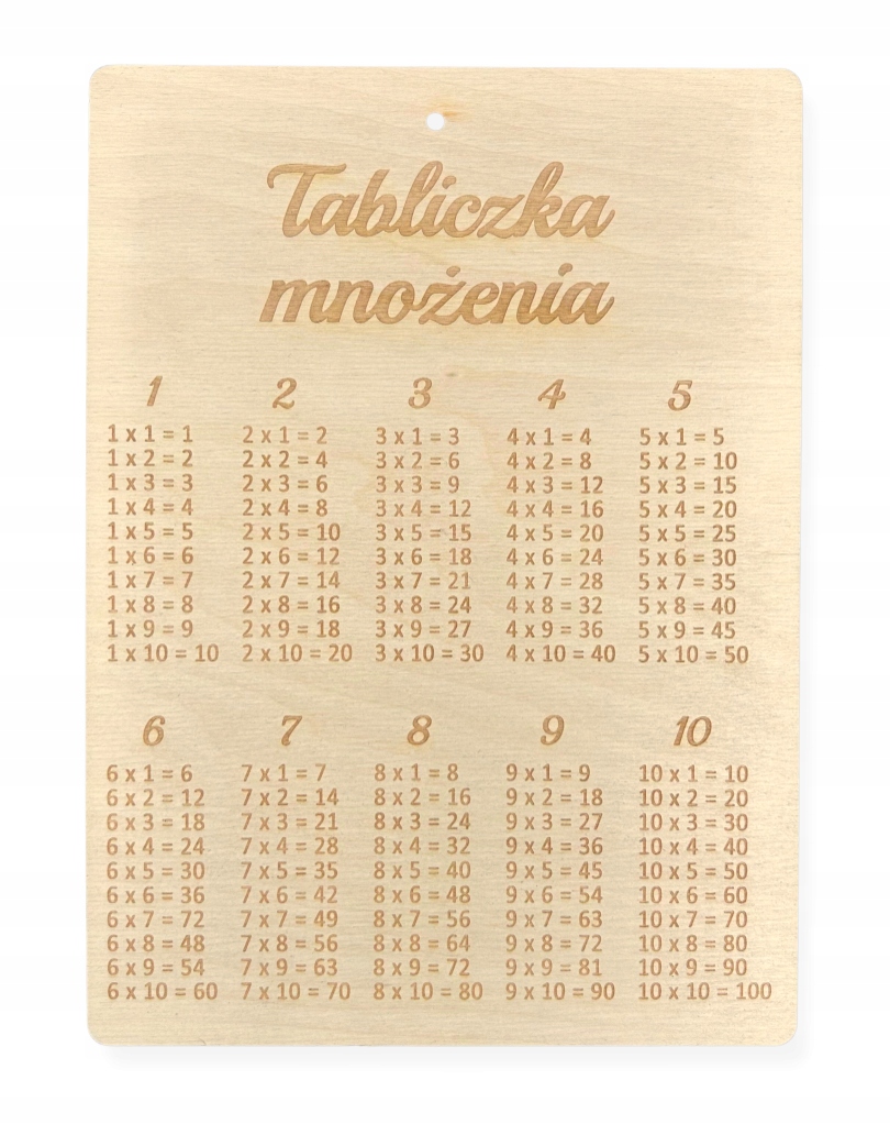 DREWNIANA TABLICZKA MNOŻENIA A4 DO ZAWIESZENIA ZAWIESZKA DO NAUKI 29CM