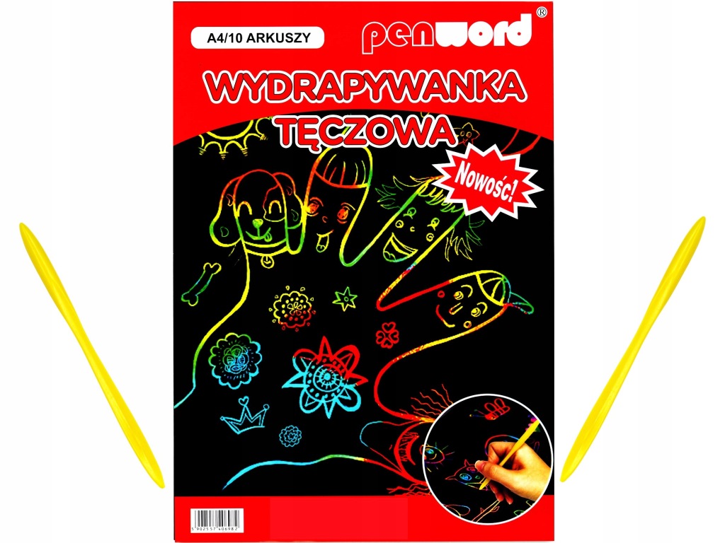 Wydrapywanka tęczowa Penword A4 10 arkuszy