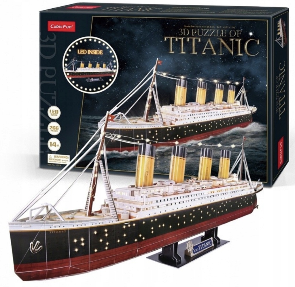 PUZZLE 3D CUBIC FUN LED PRZESTRZENNE TITANIC 246 ELEMENTÓW L521H