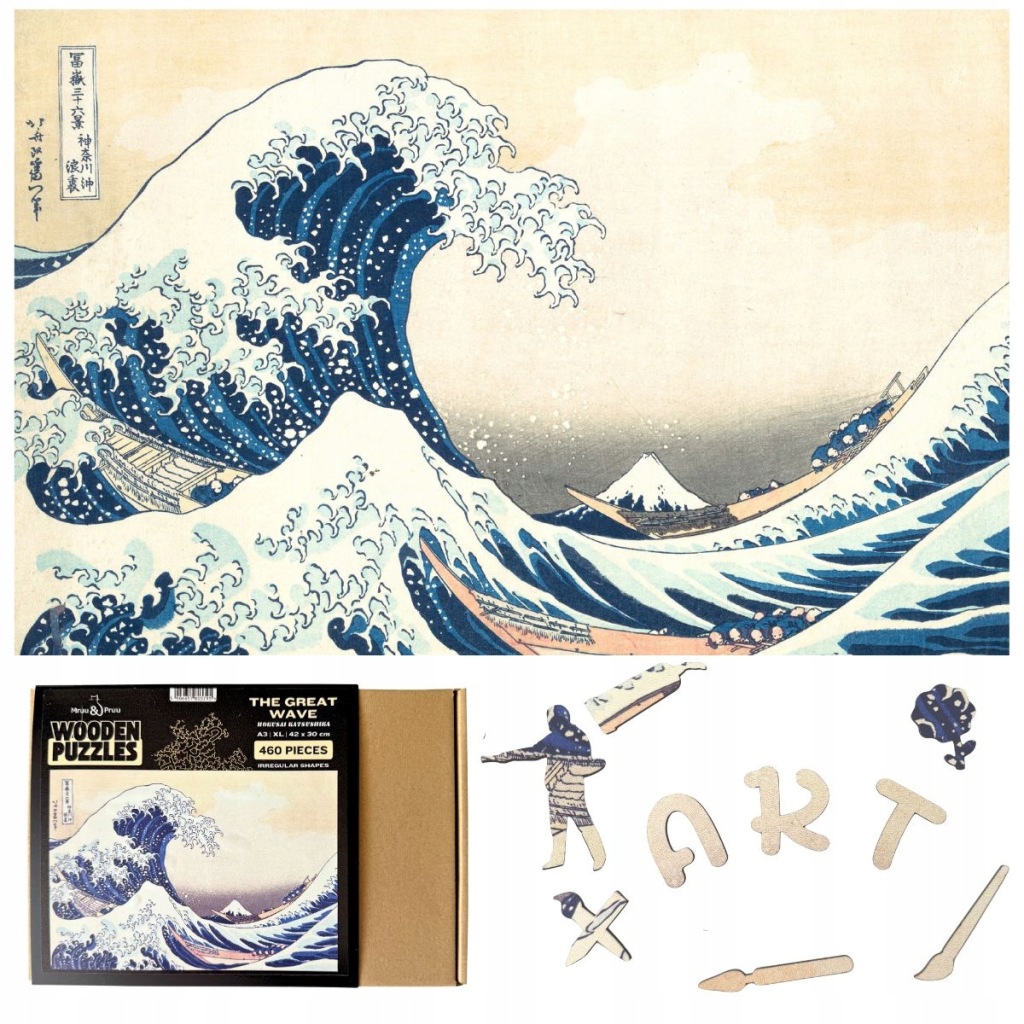 Puzzle Wielka fala w Kanagawie XL | Układanka Art Katsushiki Hokusaia