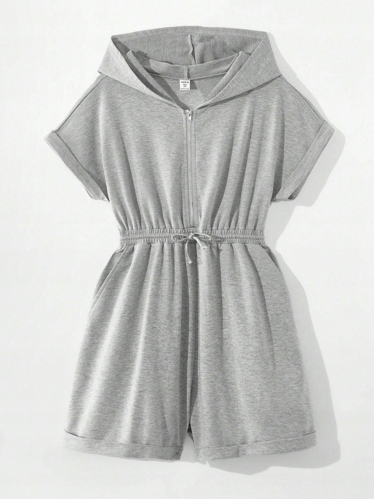 SHEIN SZARY KOMBINEZON Z KIESZENIAMI KAPTUR 14Y 97888