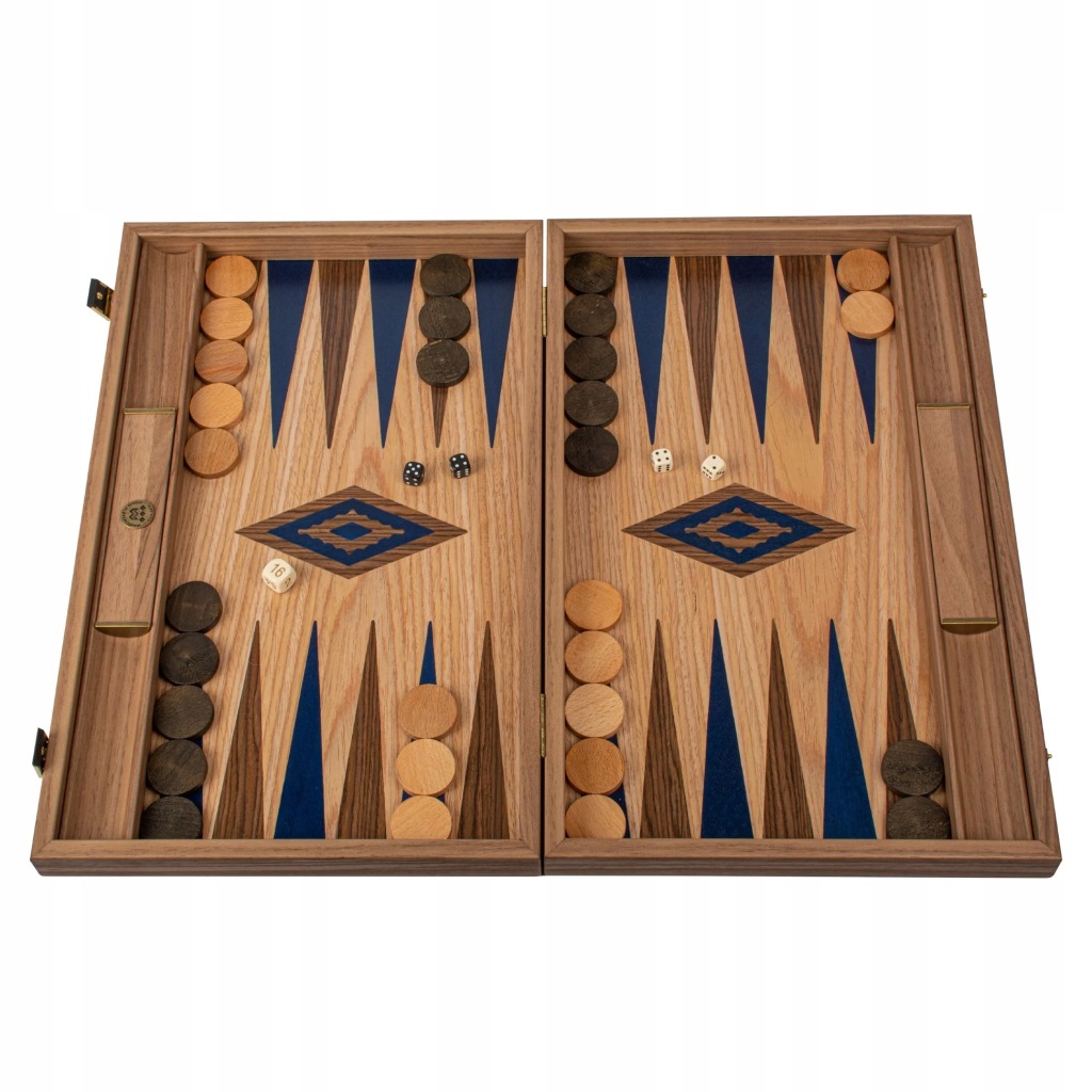 Ekskluzywny Backgammon Manopoulos - Dąb i Orzech Amerykański - 48 x 30 cm