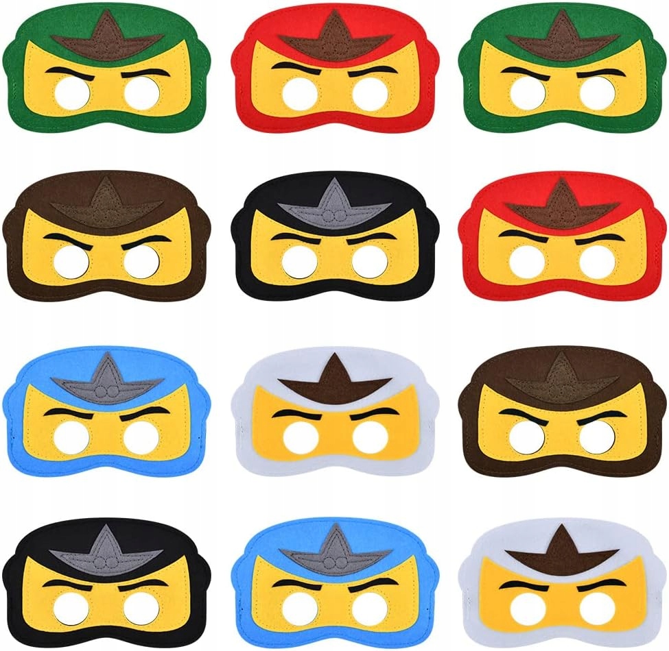 12x MASKA DLA DZIECI LEGO NINJAGO NINJA NA HALLOWEEN ZESTAW MASEK IMPREZA
