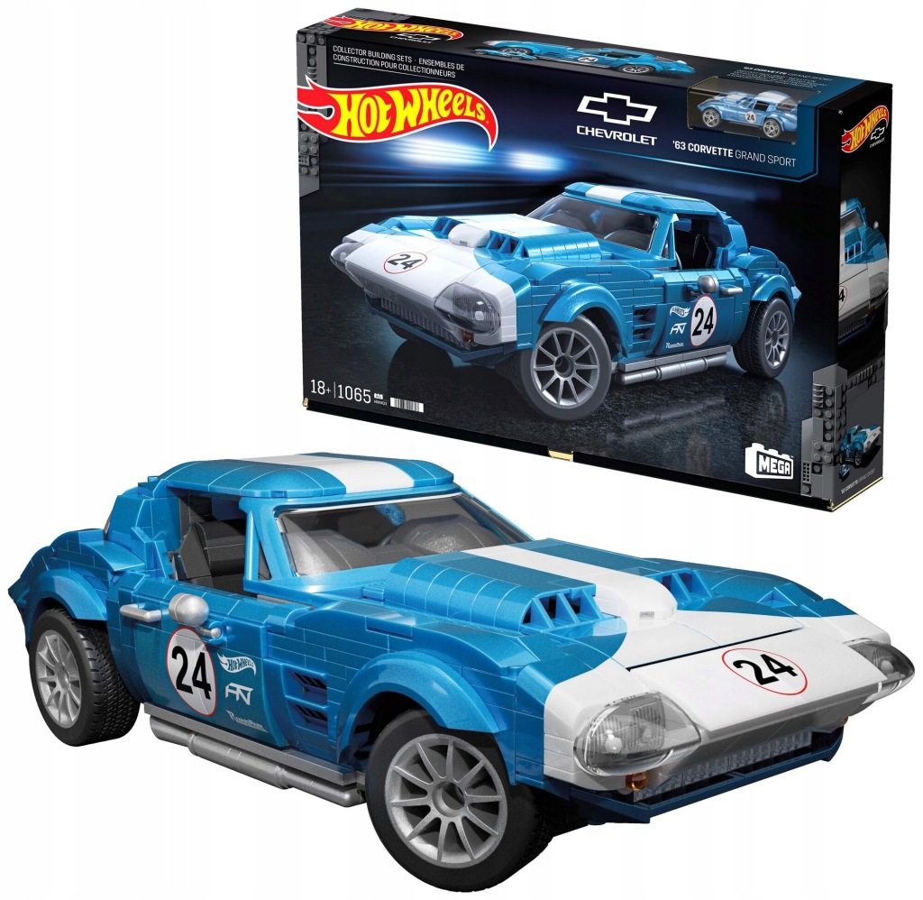 Klocki plastikowe MEGA Hot Wheels Corvette Grand Sport 1963 HWW23