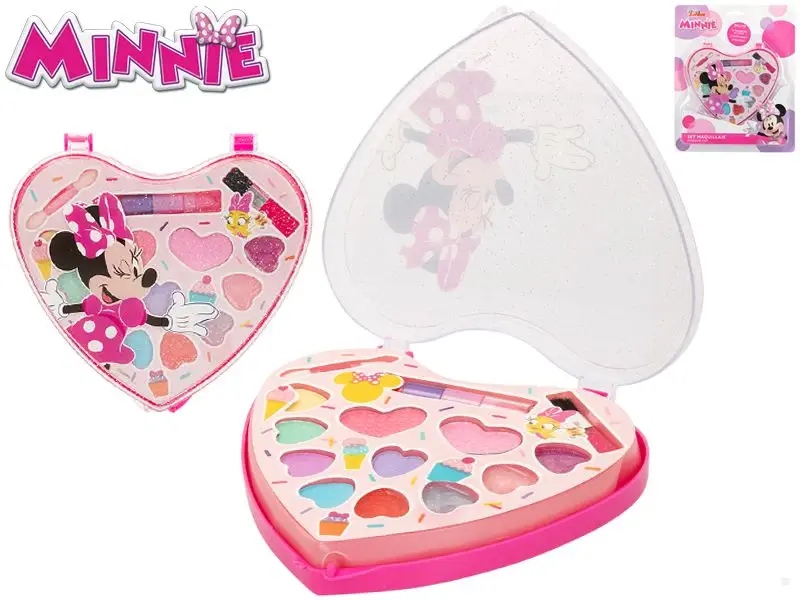 Minnie zestaw piękności z cieniami do powiek i błyszczykami do ust 14szt w pudełku w kształcie sr