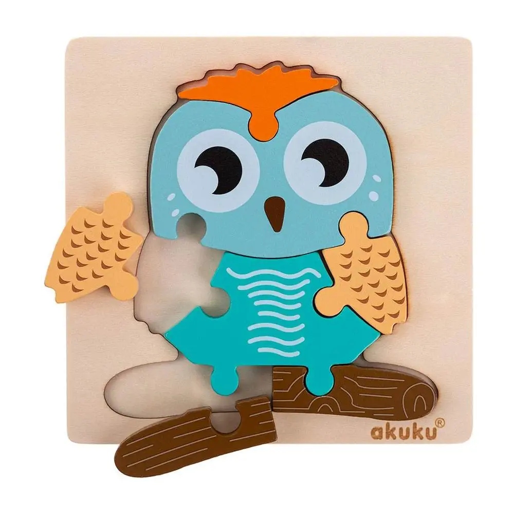 AKUKU DREWNIANE PUZZLE SOWA