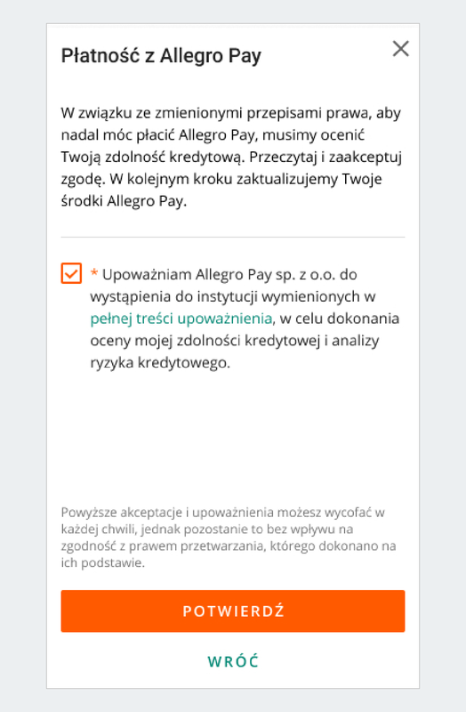 Allegro Pay-zgoda
