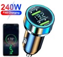 Zdjęcie oferty: Ładowarka samochodowa z wyświetlaczem cyfrowym 240W, 2 porty USB