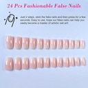 Zdjęcie oferty: Sztuczne paznokcie 24 sztuki Różowy biały gradient. (11)