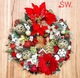Zdjęcie oferty: Wianek, stroik świąteczny,czerwony, poinsecja na drzwi, okno, ścianę 