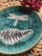 Zdjęcie oferty: Ceramiczny talerzyk, podstawka ważka i paproć,rękodzieło 