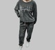 Zdjęcie oferty: Włoski komplet dresowy prążkowany,95% wiskoza, uni ,grafit,ciemny szary