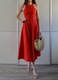 Zdjęcie oferty: Zara długa czerwona lniana sukienka premium old money halter 34 XS
