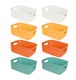 Zdjęcie oferty: ZESTAW 8 KOLOROWYCH POJEMNIKÓW Z UCHWYTY 30 x 20 x 12 cm DO PRZECHOWYWANIA