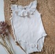 Zdjęcie oferty: Body prazkowane biale Fox&bunny 92 bawelniane z falbanka prazkowany