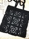 Zdjęcie oferty: Torba shopperka handmade z wełny – czarna z kwiatowym wzorem