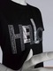 Zdjęcie oferty: Bawełniany czarny T-shirt damski z ozdobnym hello, cyrkonie S M L