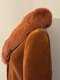 Zdjęcie oferty: Płaszcz z wełny owczej strzyżonej z kołnierzem z lisa rozm S 36 karmelowy