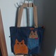 Zdjęcie oferty: DWA KOTY -nowa torba zakupowa na zamek z dżinsu-rękodzieło hand made