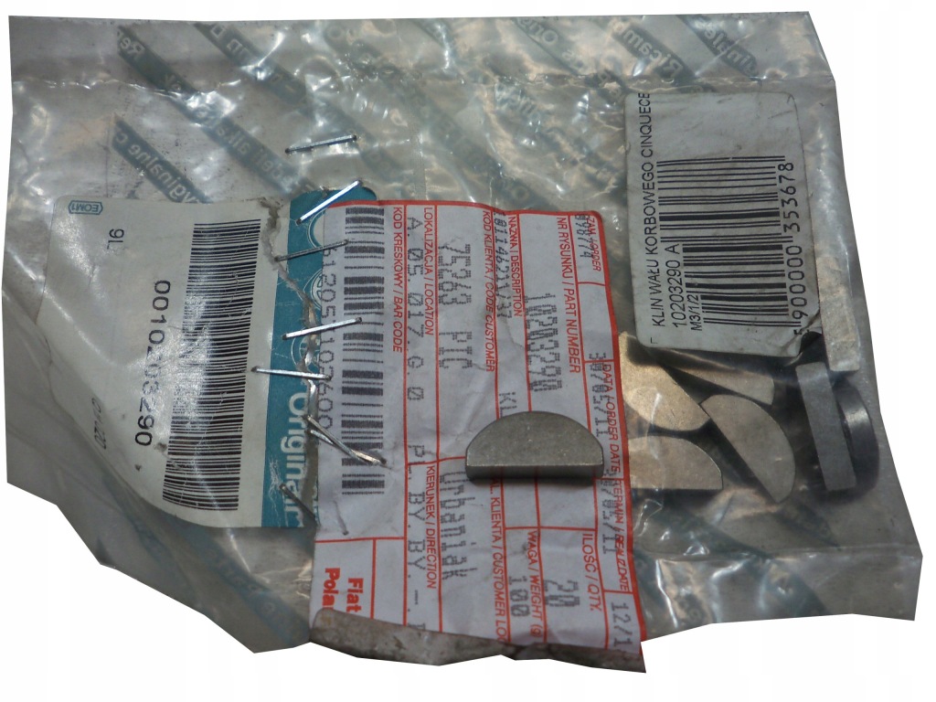 фото №1, Шпонка вала коленчатого fiat uno punto 10203290