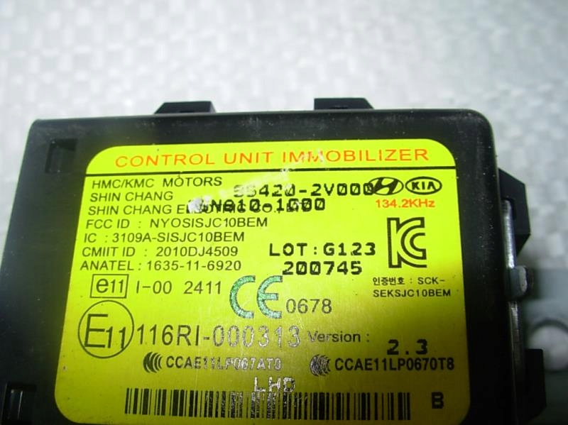 фото №10, Бортовой компьютер замок зажигания ключ иммобилайзер kia rio iv 1,1 crdi 39130-2a70