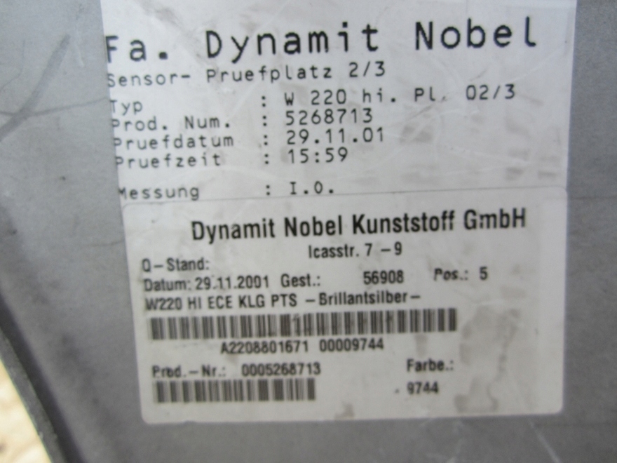 фото №8, Бампер задняя задний mercedes w220 sedan bdb 98-05