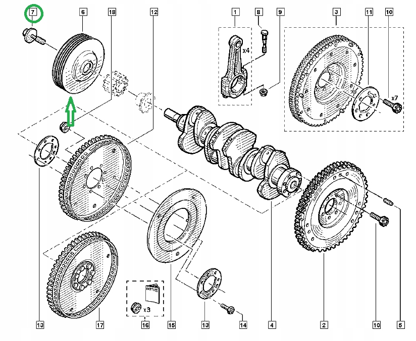 фото №13, Шків колінчастого вала renault espace iv f4r 2.0 16v