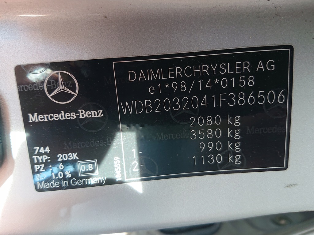 фото №13, Перед kompletny mercedes c200 s203 02r. 2.0 744 eu