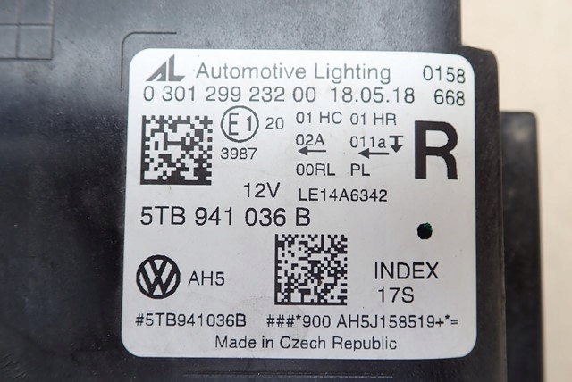 фото №3, Лампа права full led vw touran 15- 5tb941036b led
