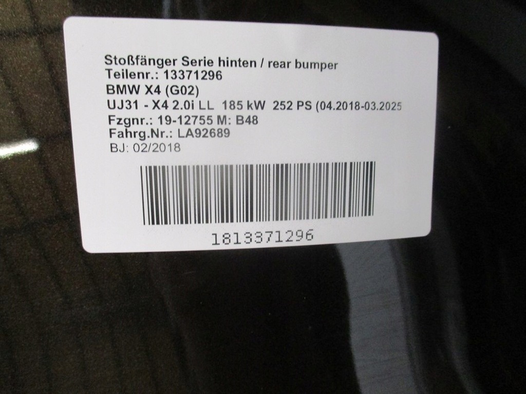 фото №6, Бампер задний bmw x4 g02 18r 4x pdc bez лампа задняя
