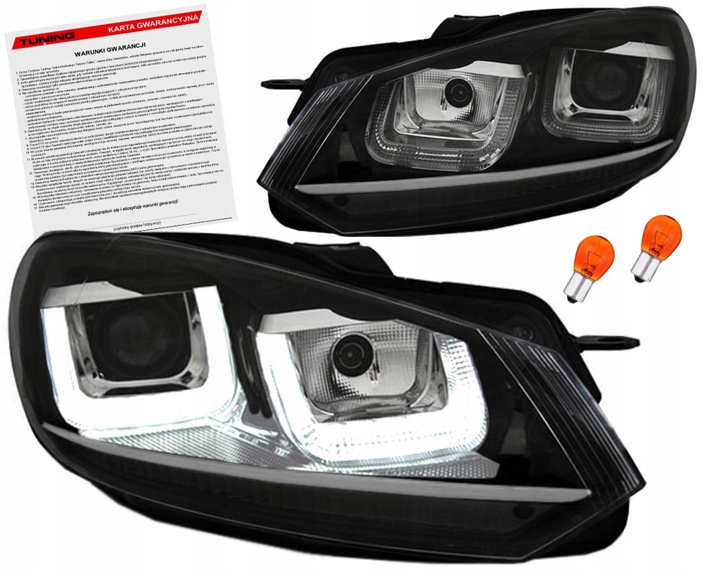 фото №1, Golf vi mk6 08-13 лампы фары black led drl