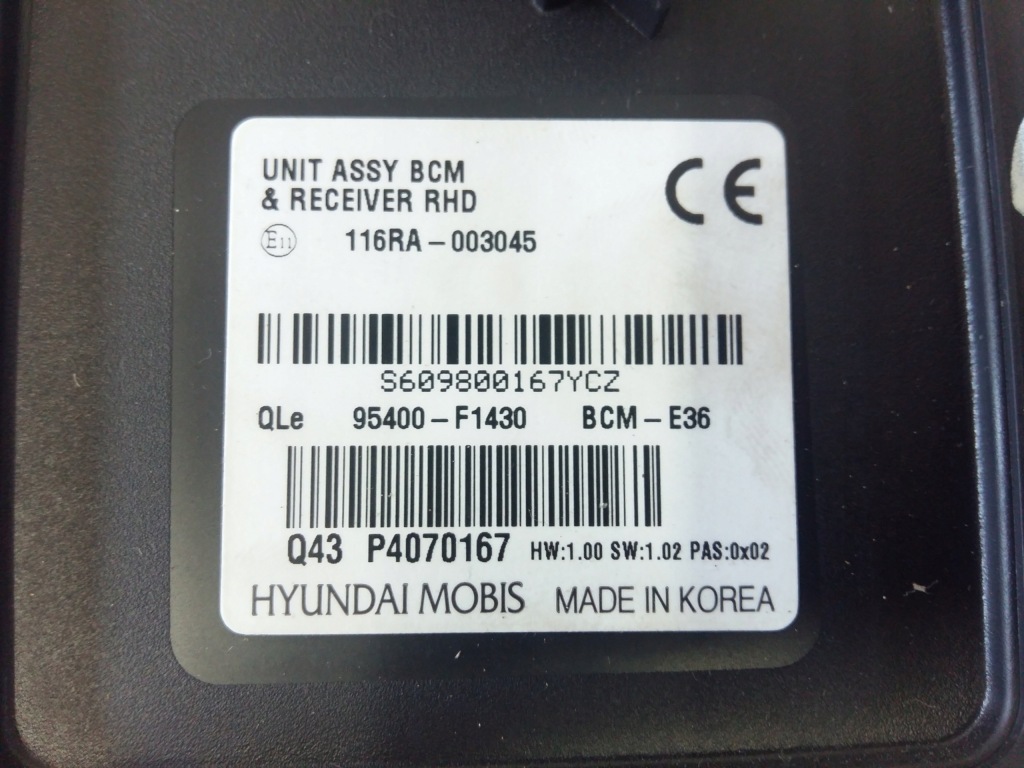 фото №2, Модуль блок керування kia оригінальний номер 95400-f1430