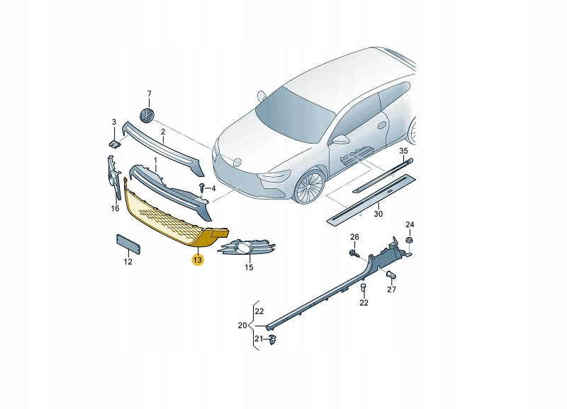 фото №2, Решітка бампера заглушка vw scirocco r20 r середній