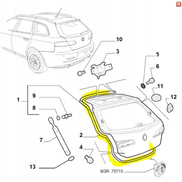 фото №2, Прокладка кришки багажника alfa romeo 159 sw kombi