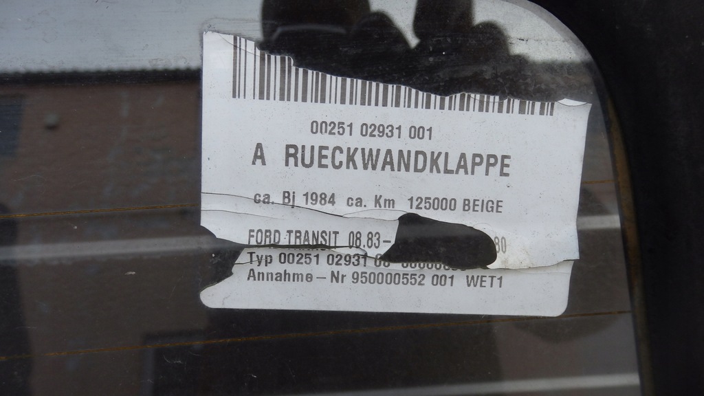 фото №4, Кришка багажника задня ford transit 1983-1985