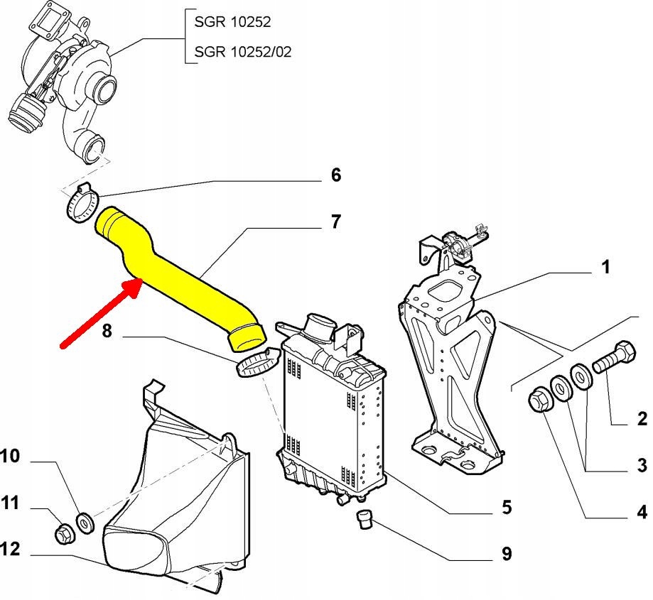 фото №6, Alfa romeo 156 2,4 jtd шланг труба waz turbo інтеркулер 60688599