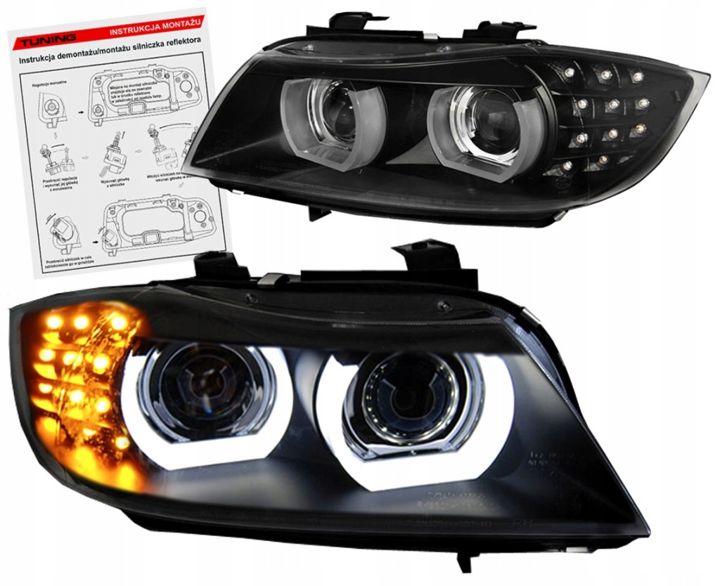 фото №1, Bmw 3 e90 e91 08-11 lci лампи фари led кільця поворотники 3d d1s ксенон